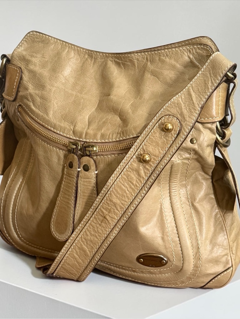 Vintage Chloe Beige Leather Shoulder Bag - Picture 2 of 16
